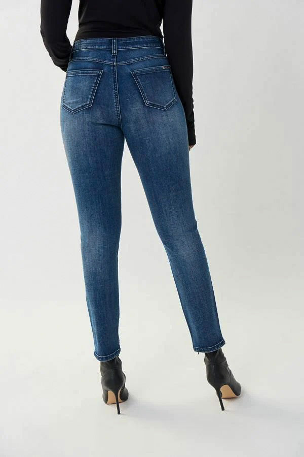 Joseph Ribkoff 223935 Denim Medium Blue Embellished Slim Ankle Jeans