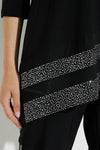 Joseph Ribkoff 224308 Black Embellished Mesh Panel Tunic Top