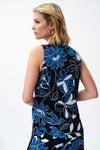 Joseph Ribkoff 231094 Midnight Blue/Multi-Color Print Tie-Hem Sleeveless Top