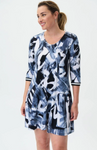 Joseph Ribkoff 231112 Midnight Blue/Multi Brushstroke Print Mini Dress