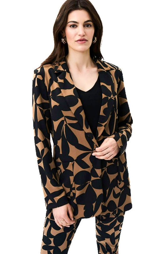 Joseph Ribkoff 231279 Black/Beige Floral Print Blazer Jacket