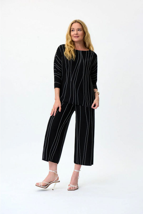 Joseph Ribkoff 231939 Black/Vanilla Striped Pull On Pants