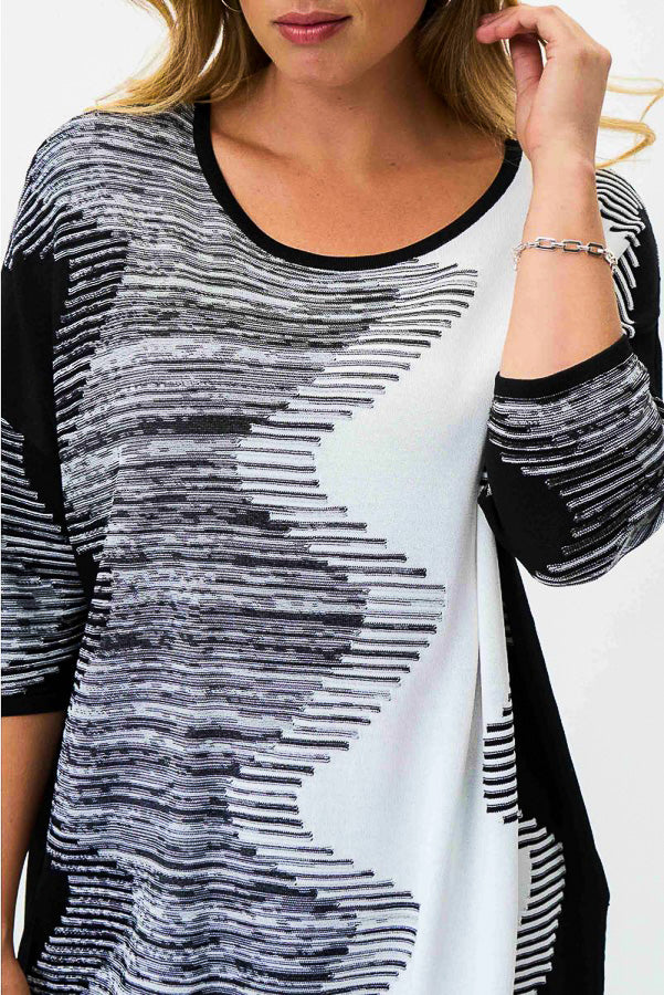 Joseph Ribkoff 231940 Color Block 3/4 Sleeve Sweater Top