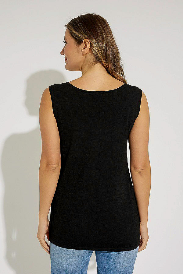 Joseph Ribkoff 231941 Black/Vanilla Floral Print Sleeveless Knit Top