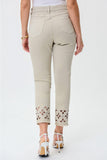 Joseph Ribkoff 231960 Embellished Cutout Detail Frayed Cropped Jeans