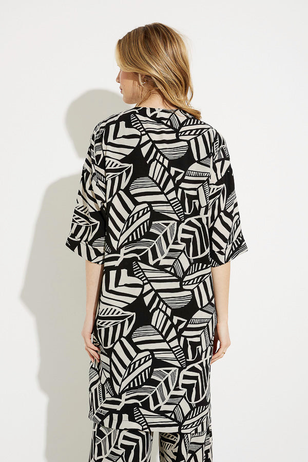 Joseph Ribkoff 232230 Black/Moonstone Leaf Print Cover-Up Jacket
