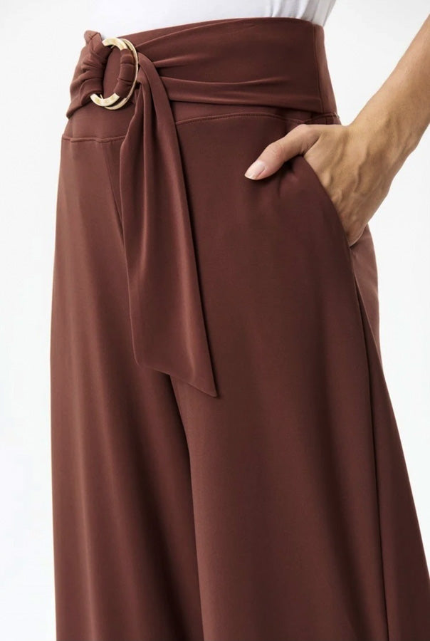 Joseph Ribkoff 232252 Espresso Side Split Cropped Wide-Leg Pants