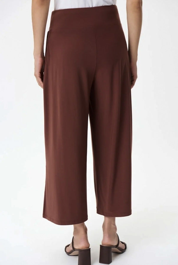 Joseph Ribkoff 232252 Espresso Side Split Cropped Wide-Leg Pants