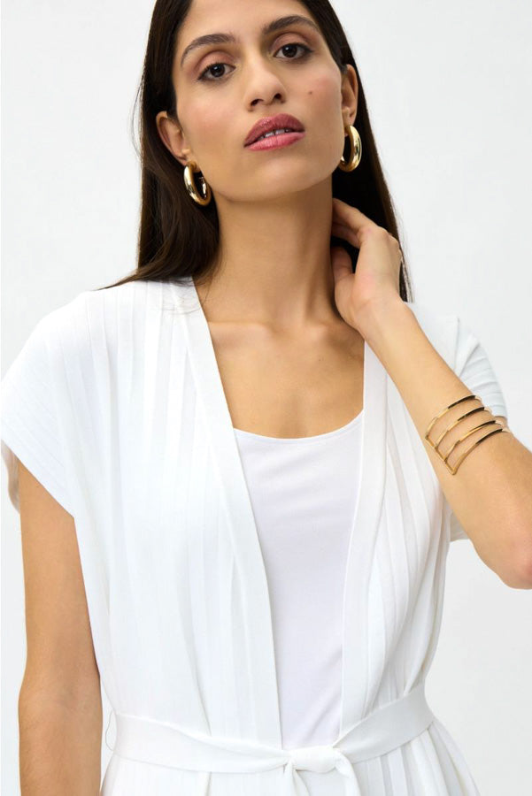 Joseph Ribkoff 232928 Vanilla Pleated Cover-Up Jacket