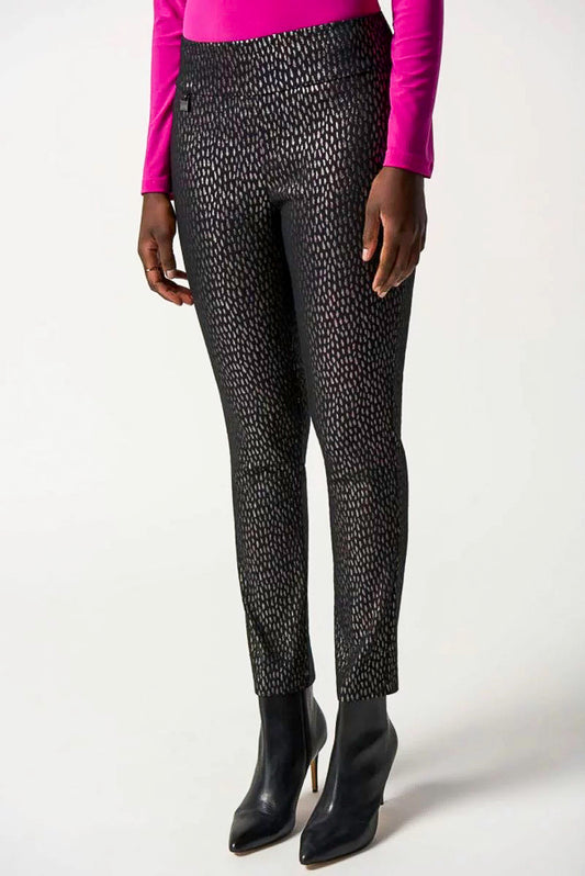 Joseph Ribkoff 233191 Black/Bronze Metallic Pull On Slim Ankle Pants