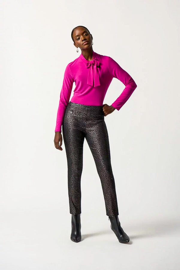 Joseph Ribkoff 233191 Black/Bronze Metallic Pull On Slim Ankle Pants