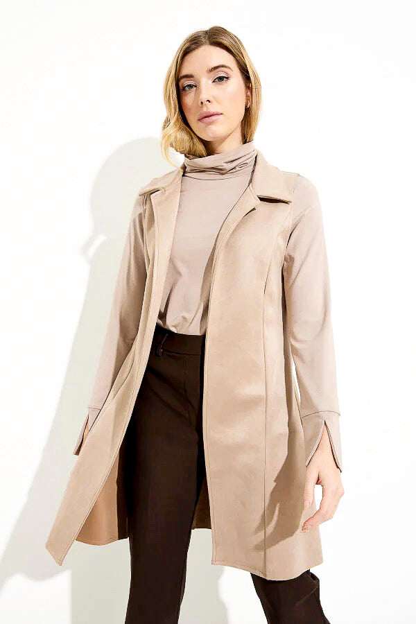 Joseph Ribkoff 233300 Latte Faux Suede Open Front Longline Vest