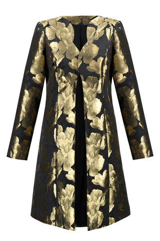Joseph Ribkoff 233720 Black/Bronze Foiled Floral Print Jacket