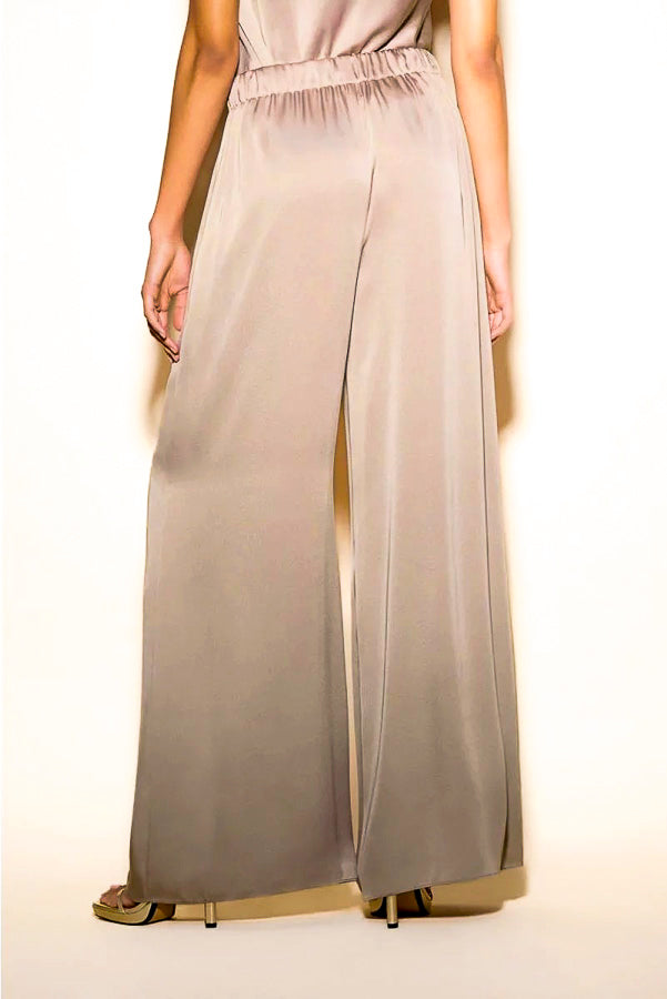 Joseph Ribkoff 233785 Latte Satin Pull On Wide Leg Pants