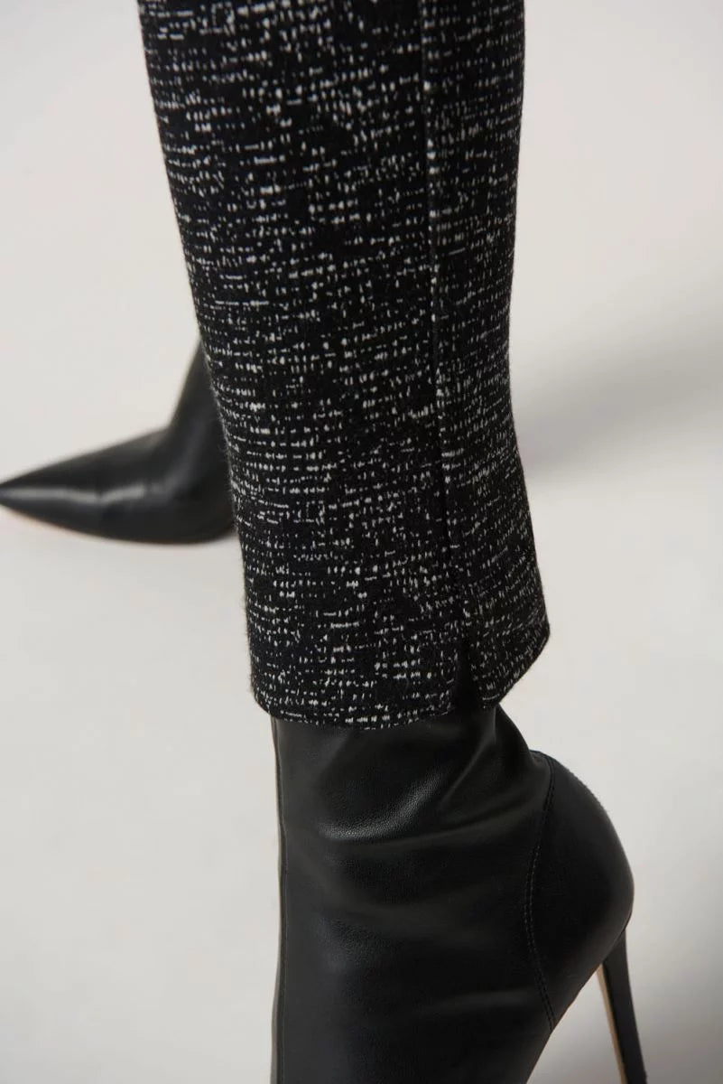 Joseph Ribkoff 234116 Black/Off-White Jacquard Knit Pull On Cropped Pants