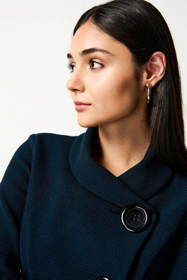Joseph Ribkoff 234214 Navy/Black Peplum 3/4 Sleeve Coat Jacket