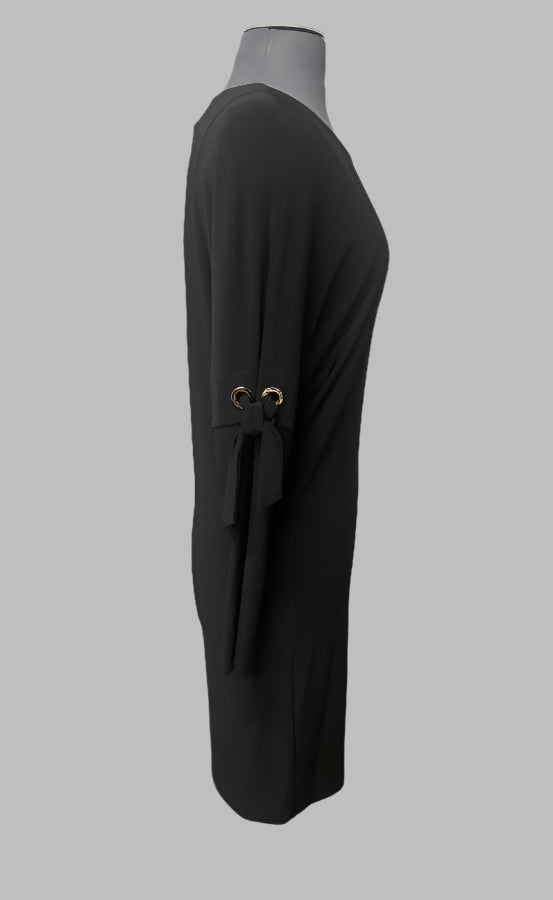 Joseph Ribkoff 213076 Black Grommet Tie Detail Dolman Sleeve Dress