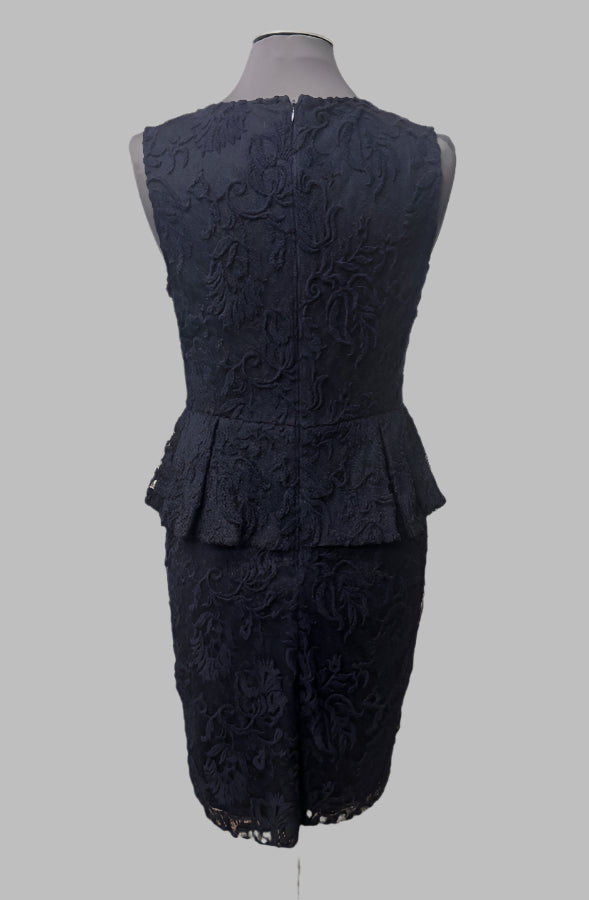 Adrianna Papell 041881790 Navy Peplum Cocktail Sleeveless Dress