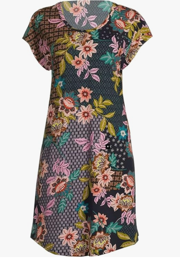 Johnny Was MS8523-D Multi Floral Print Delfino Cap Sleeve Dress