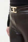 Joseph Ribkoff 223131 Mocha Faux Leather Split Ankle Pants