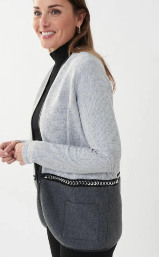 Joseph Ribkoff 223313 Grey/Black Open Front Cover Up