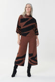 Joseph Ribkoff 223945 Black/Toffee Animal Print Jacquard Knit Sweater Top