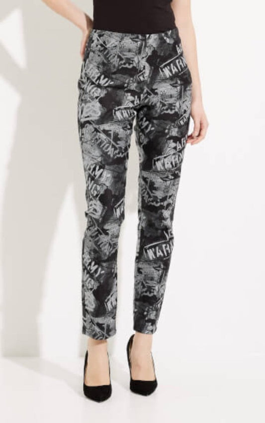 Joseph Ribkoff 233919 Grey/Black Graphic Print Classic Pull On Pants