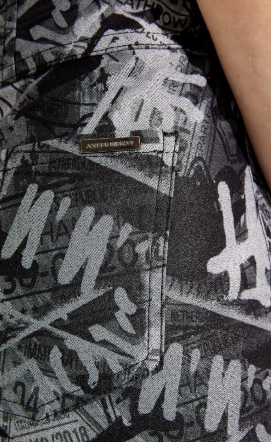 Joseph Ribkoff 233919 Grey/Black Graphic Print Classic Pull On Pants