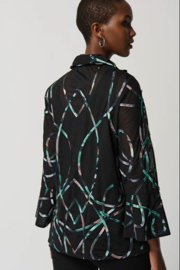 Joseph Ribkoff 234905 Black/Multi Abstract Print Jacket