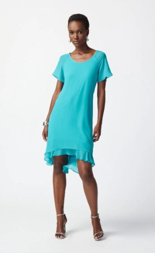 Joseph Ribkoff 241084 Seaview Asymmetric Chiffon Layered Trapeze Dress