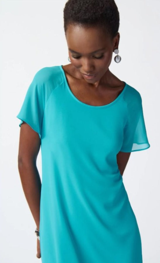 Joseph Ribkoff 241084 Seaview Asymmetric Chiffon Layered Trapeze Dress