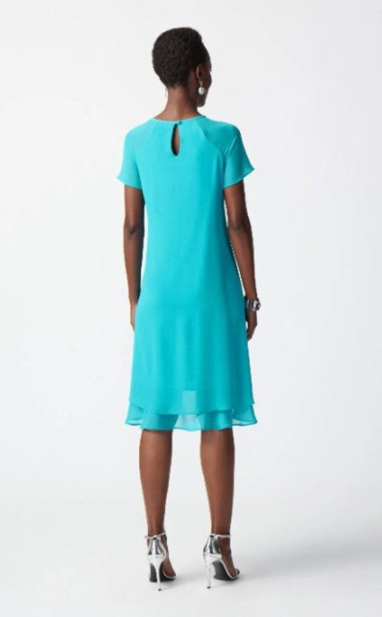 Joseph Ribkoff 241084 Seaview Asymmetric Chiffon Layered Trapeze Dress