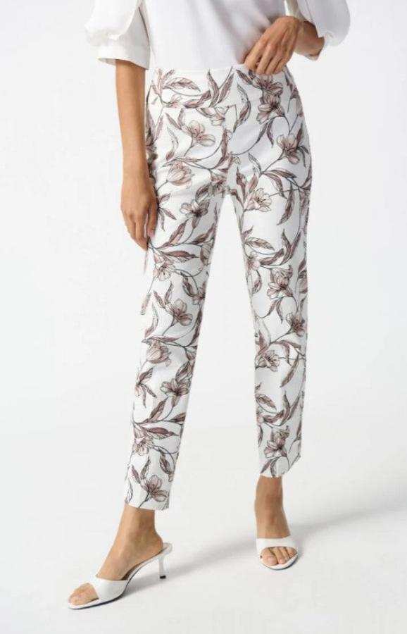 Joseph Ribkoff 242222 Vanilla/Multi Floral Print Straight Cropped Pants