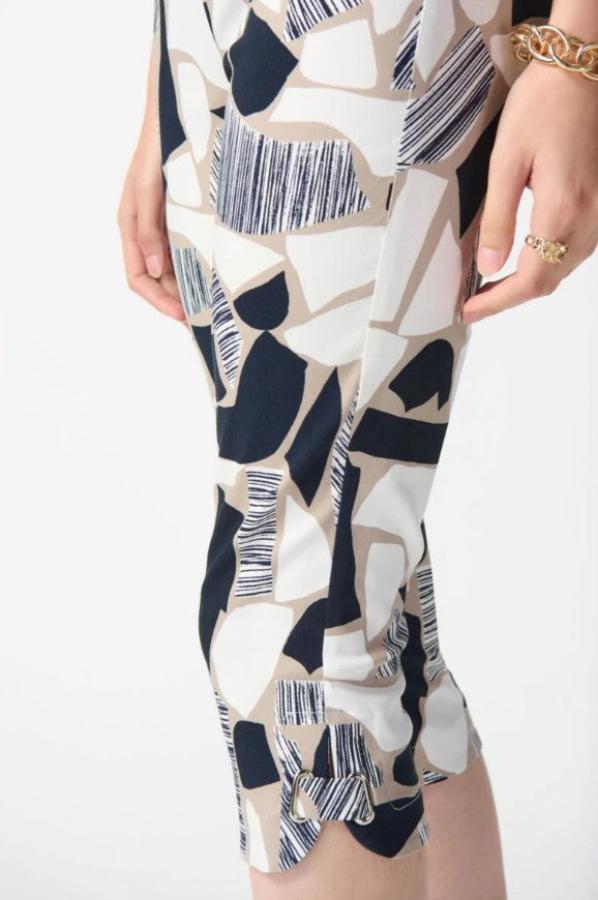Joseph Ribkoff 242224 Vanilla/Multi Abstract Print Pull On Capri Pants