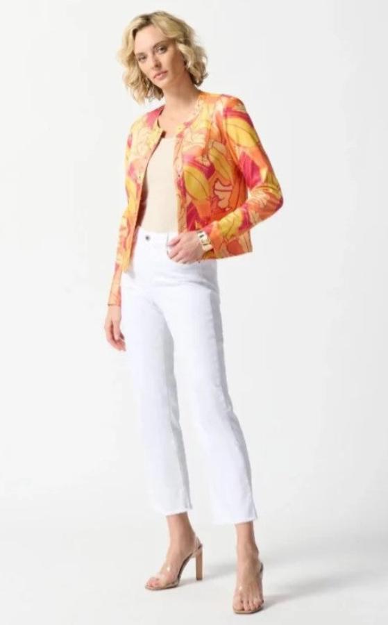 Joseph Ribkoff 242916 Pink/Multi Floral Print Studded Fitted Jacket