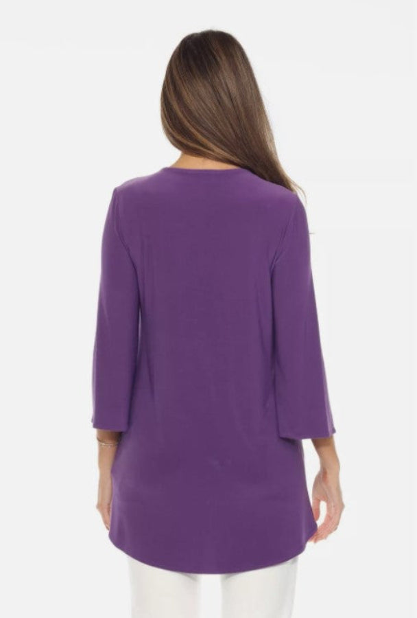 Joseph Ribkoff 243122 Mystic Purple Wrap Front 3/4 Sleeve Tunic Top