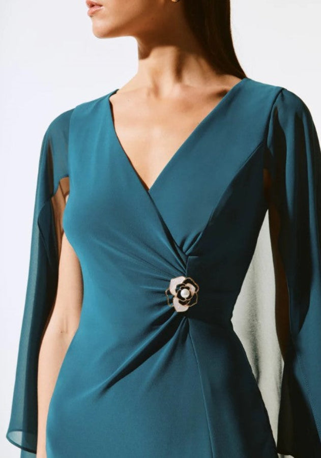 Joseph Ribkoff 243701 Twilight Blue Chiffon Cape Sheath Dress