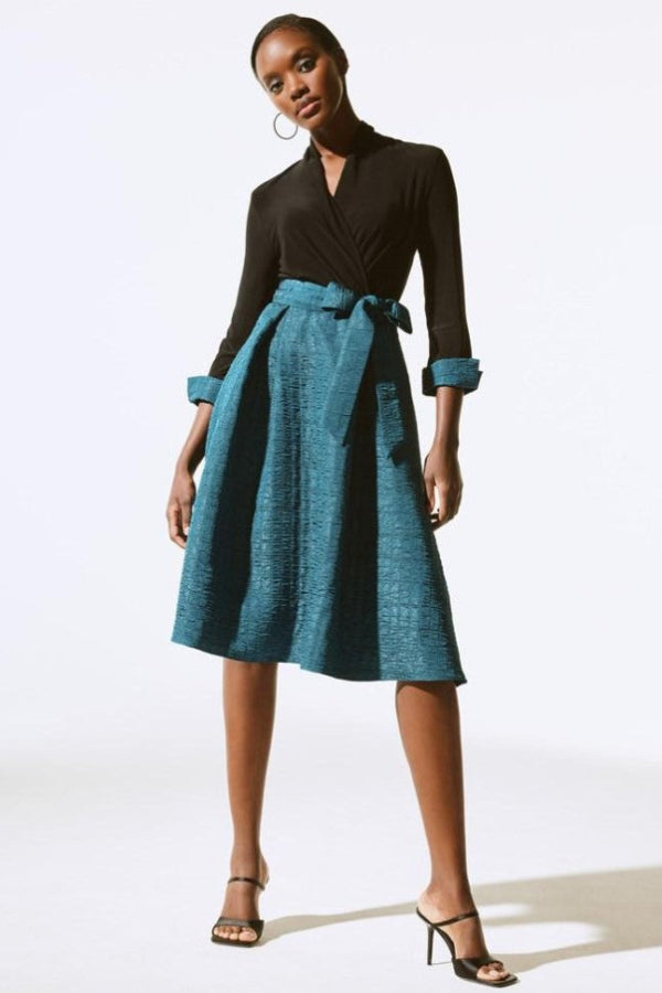 Joseph Ribkoff 243783 Twilight/Black Jacquard Fit And Flare Dress
