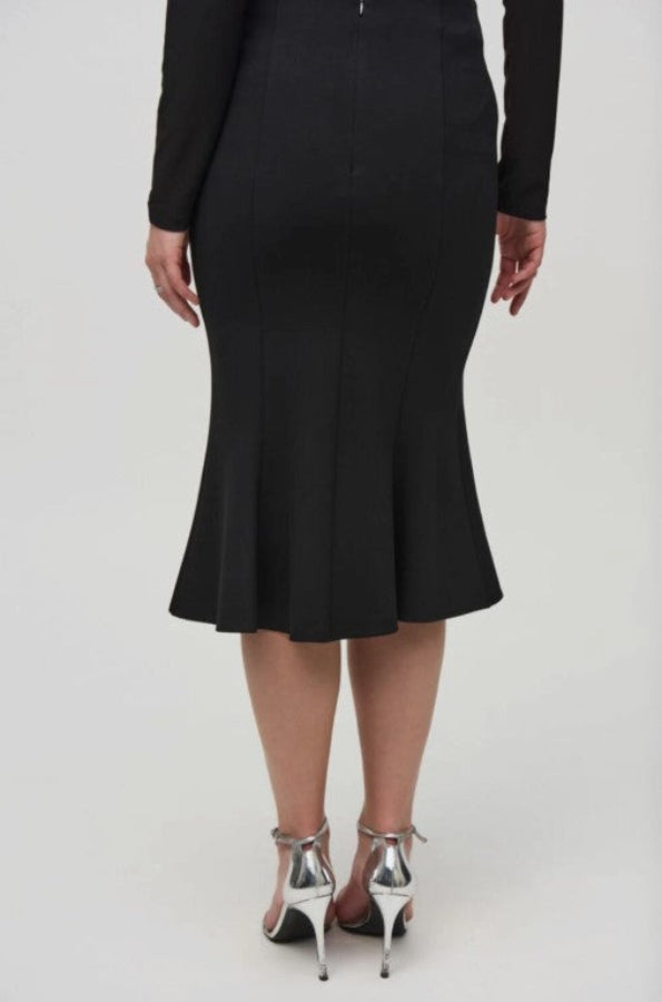 Joseph Ribkoff 244136 Black Rhinestone Trim Trumpet Skirt
