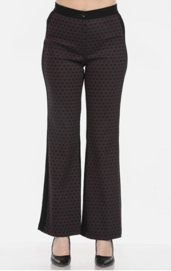 Black patterned pants on a white background