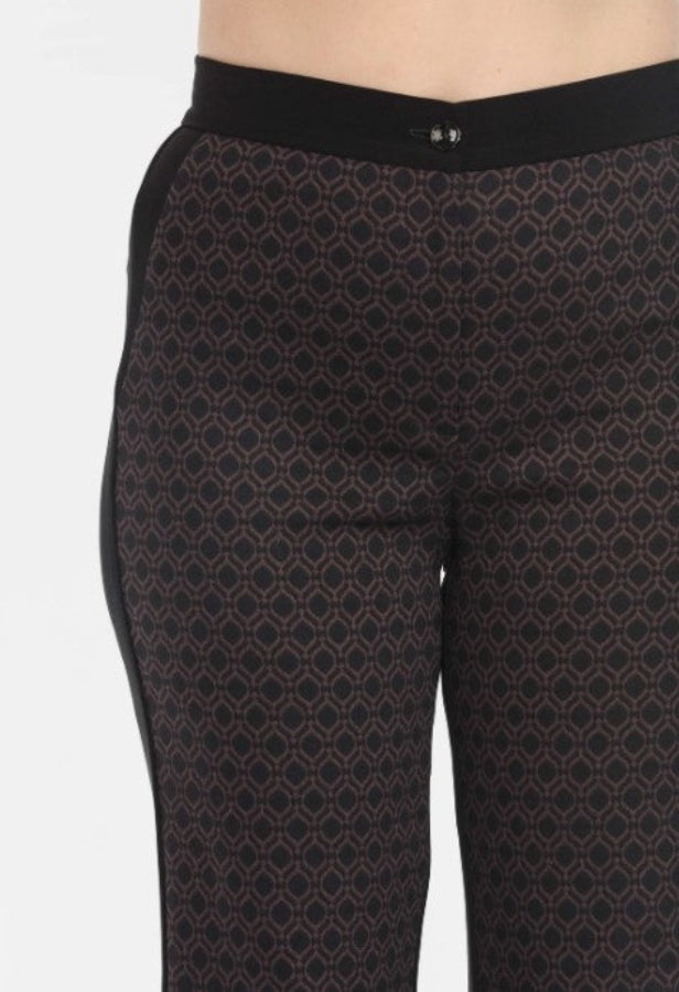 Black patterned pants on a white background
