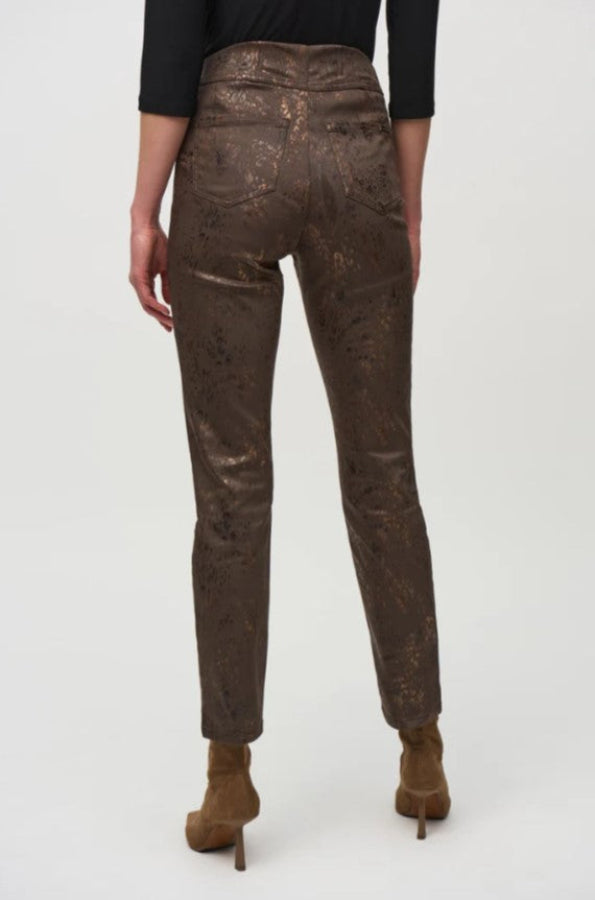 Joseph Ribkoff 244945 Brown/Multi Foiled Animal Print Denim Pants
