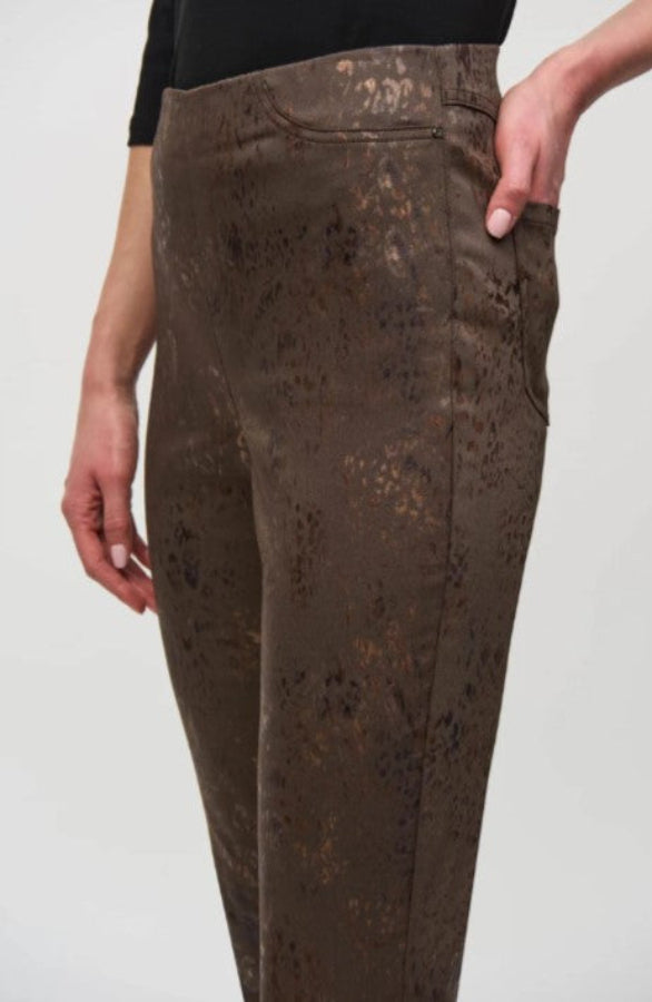 Joseph Ribkoff 244945 Brown/Multi Foiled Animal Print Denim Pants