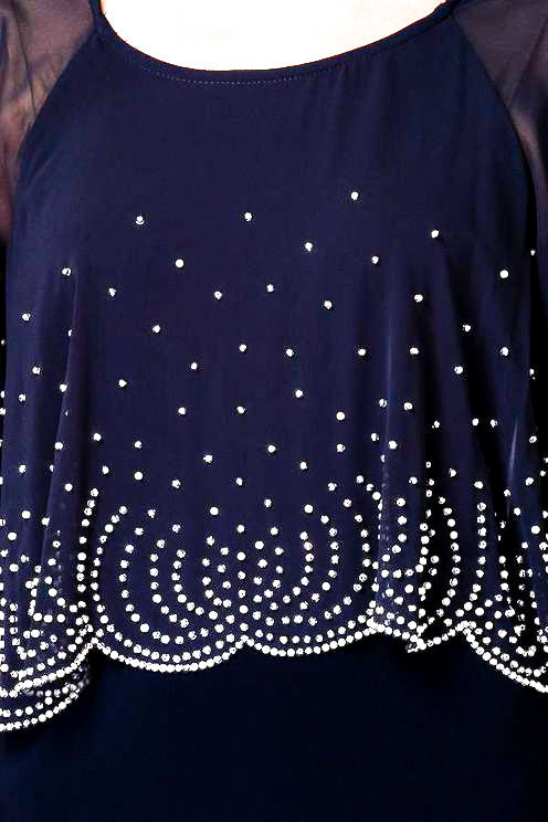 Blue, Dresses, Dressy, inventory, Navy, Rhinestone, Sheer - August Brock Fashions