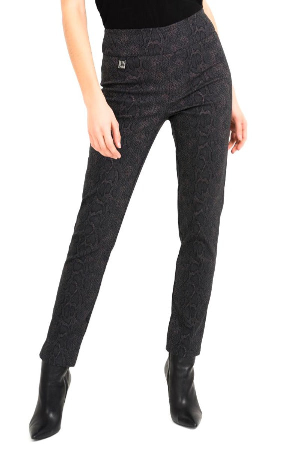Animal print, Black, Brown, Pants, Print, Slip-on, Straight leg - August Brock Fashions