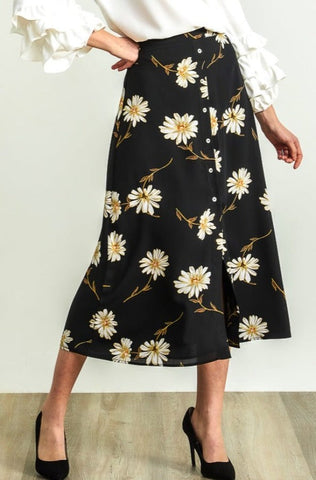 Black, Multi-color, New A, new.bc, Print, Skirts, Slip-on, Stretch fabric - August Brock Fashions