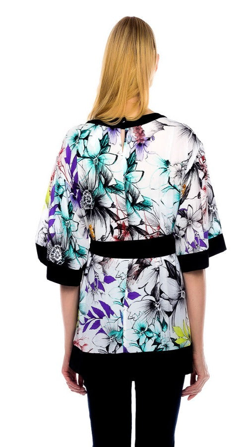 Black, Multi-color, New A, new.bc, Print, Short Sleeve, White - August Brock Fashions