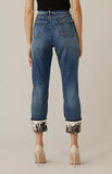 Joseph Ribkoff Denim Medium Blue Printed Cuff Cropped Jeans 221906