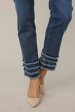 Joseph Ribkoff Denim Medium Blue Rhinestone Frayed Jeans 221921