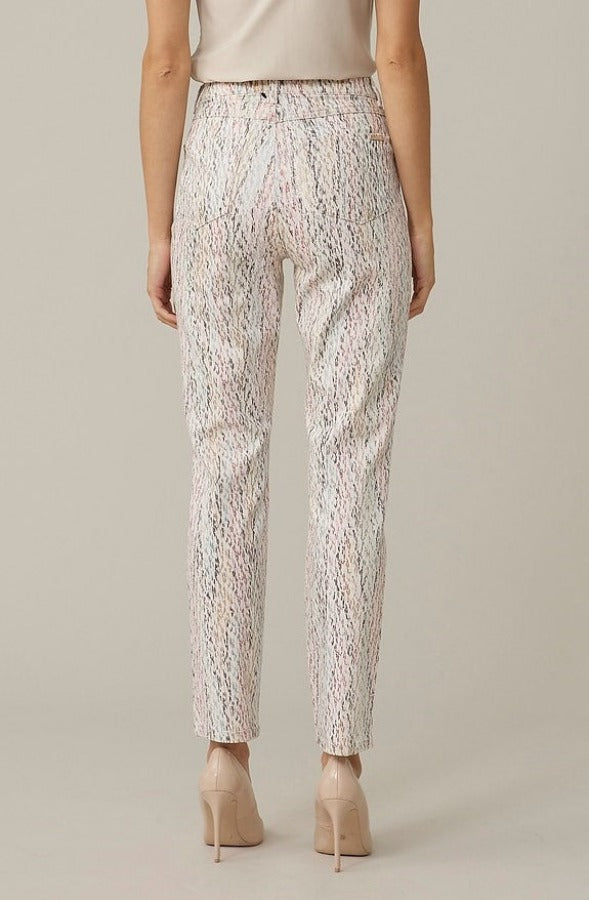 Joseph Ribkoff White/Multi-Color Print Straight Cropped Jeans 221941